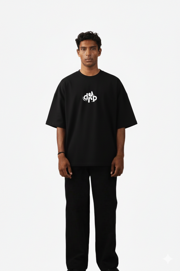 Abstract Black Oversized Tee